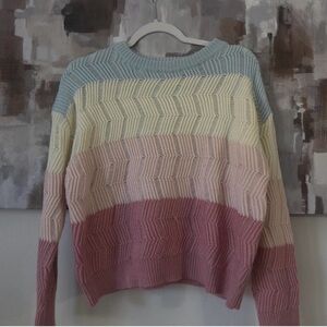 SHEIN Pastel Chevron Knit Sweater